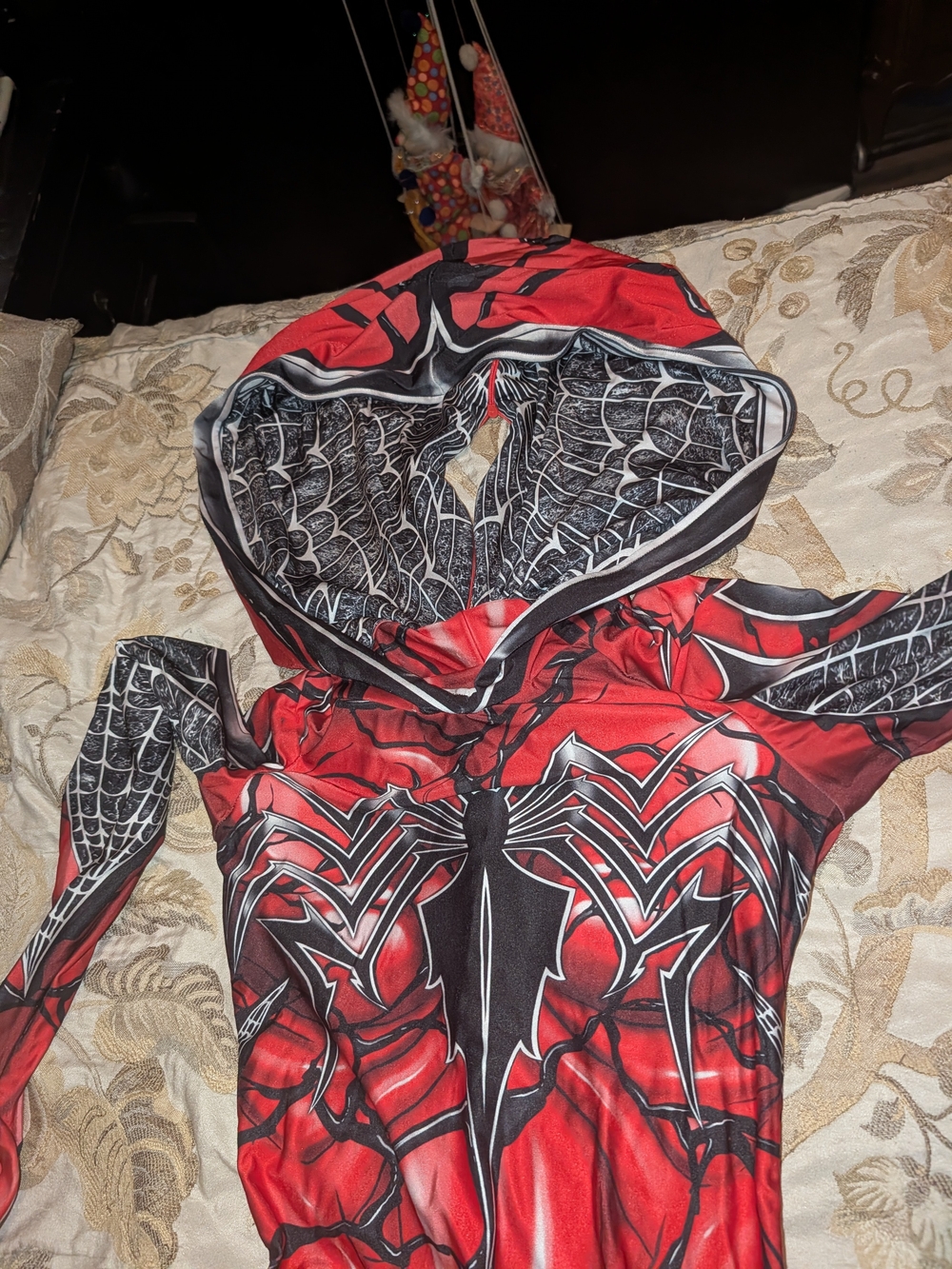 Red Spider-Web Kids Costume Hooded Jumpsuit